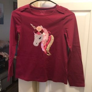 3 for $15 🦋🦋 Girls Isaac Mizrahi New York magenta unicorn top with swequins